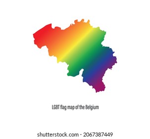 Belgium map with rainbow colors. Concept of equal rights for homosexuals. editable vector

