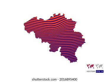 Belgium map red and blue of abstract with dynamic waves vector.