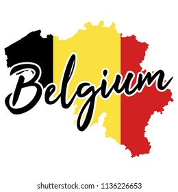 Belgium Map Silhouette Flag Button Vector Art Design Patriotic Symbol