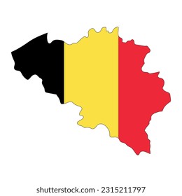 Belgium map silhouette with flag isolated on white background
