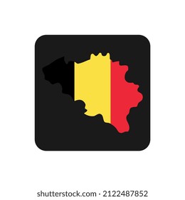 Belgium map silhouette with flag on black background