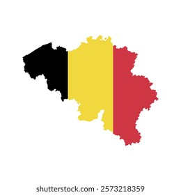 Belgium map silhouette with flag on white background