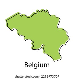 Belgium map - simple hand drawn stylized concept with sketch black line outline contour. country border silhouette drawing vector illustration