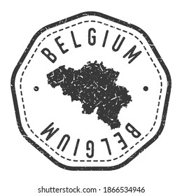 Belgium Map Stamp Retro Postmark. Silhouette Postal Passport. Seal Round Vector Icon. Badge Vintage Postage Design.