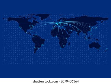 Belgium map for technology or innovation or export concepts. Connections of the country to major cities around the world. File is suitable for digital editing and prints of all sizes.