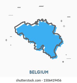 Belgium map in thin line style with small geometric figures. Vector illustration modern concept