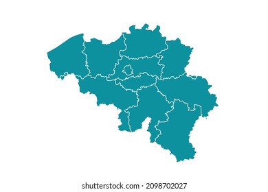 Belgium map vector, Abstract design vector illustration Eps 10. sea color palette color.High Detailed on white background.