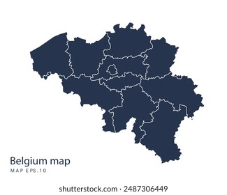 Belgium map vector, Abstract design vector illustration Eps 10. Navy color.High Detailed on white background.