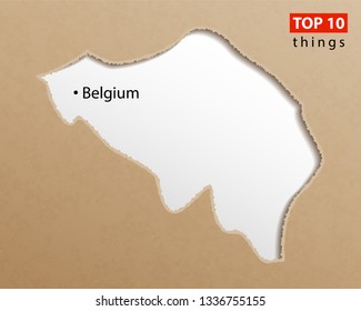 Belgium map vector. Belgian maps craft paper texture. Empty template information creative design element.