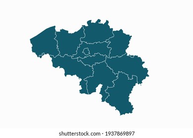 Belgien Kartenvektor. blaue Farbe auf weißem Hintergrund.