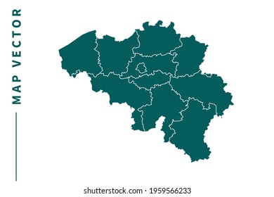 Belgium map vector. green color on white background.