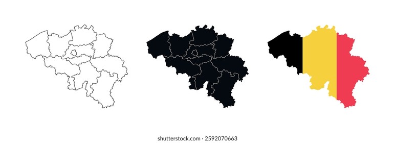 
Belgium Map vector icon. Map of Belgium various styles.