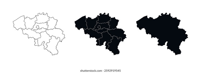 Belgium Map vector icon. Map of Belgium various styles.
