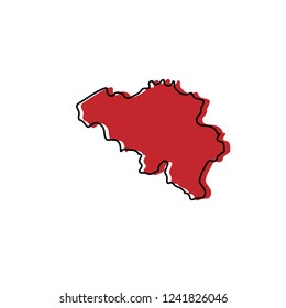 belgium map vector illustration.red color