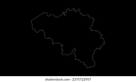 Belgium map vector illustration. Drawing with a white line on a black background.