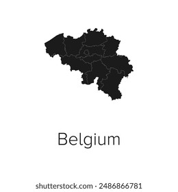 Belgium Map Vector Illustration - Silhouette, Outline, Belgium Travel and Tourism Map