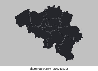 Belgium map vector, isolated on gray background