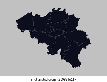 Belgien Karte, Vektorgrafik einzeln auf grauem Hintergrund