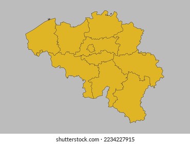 Vector de mapa de Bélgica, aislado en fondo gris