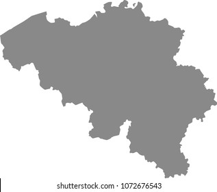 Belgium map vector outline illustration gray background. Highly detailed accurate map of Belgium prepared by a map expert.