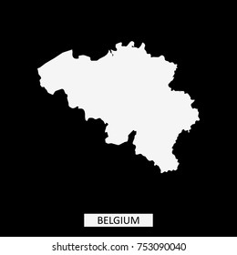 Belgium map vector outline illustration in black background