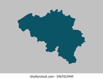 Belgium map vector,Not isolated ocean blue color on gray background