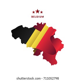 Belgium map with waving flag. Vector illustration.