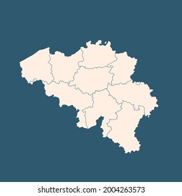 Mapa belga en blanco sobre fondo azul. Vector de acciones