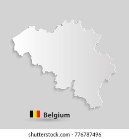 Belgium Map White Paper 3D. Illustration Vector.