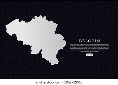 Belgium Map - World Map International vector template with White Color isolated on hexagon background - Vector illustration eps 10