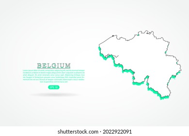Belgium Map - World Map International vector template with green and outline graphic sketch style isolated on white background - Vector illustration eps 10