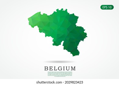 Belgium Map - World Map International vector template, low polygon style with green color isolated on white background - Vector illustration eps 10