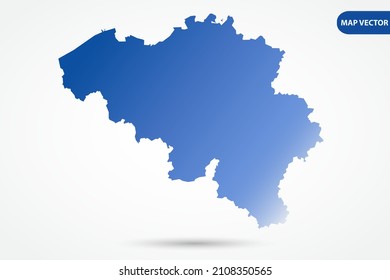 Mapa de Bélgica - Mapa Mundial Plantilla vectorial internacional con color degradado azul aislado en fondo blanco para diseño, educación, sitio web, infografía - Ilustración vectorial eps 10