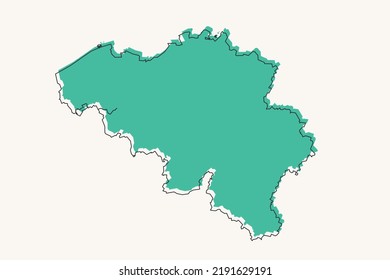 Belgien Karte - Weltkarte Internationale Vektorvorlage mit schwarz-grünen geometrischen Formen und Linien-Stil einzeln auf weißem Hintergrund für Design, Infografik - Vektorgrafik eps10