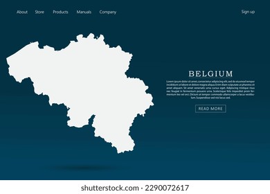 Belgium Map - World map international vector template with 3d white color on dark blue and green gradient color background for website template design, infographic - Vector illustration eps 10