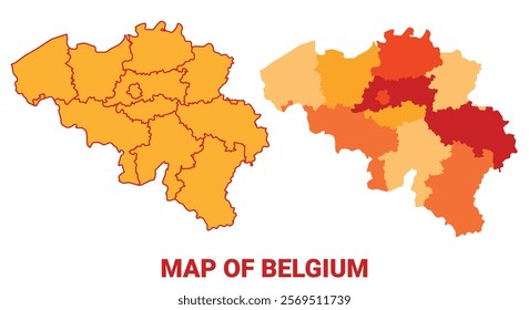 Belgium Map Yellow regions orange political map vector