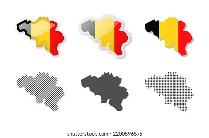 Belgium - Maps Collection. Six maps of different designs. Set of vector illustrations