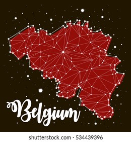 Belgium maps, constellation vector art