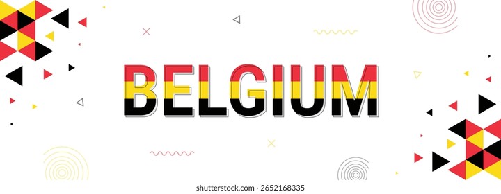 Belgium nation banner, national independence celebrations and festivals, flag colors combination, abstract background, geometric pattern design with shapes