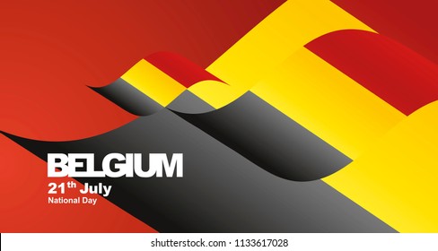 Belgium National Day flag ribbon landscape background