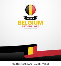 Belgium national day Square banner background with waving flag illustration