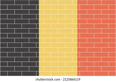 Belgium national flag bricks effect country emblem