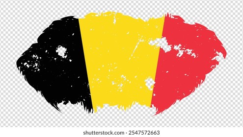 Belgium national flag with distressed stroke brush effect on isolated background