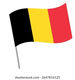 Bandeira nacional da Bélgica flutters with flagpole