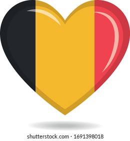 Belgium national flag in heart shape vector illustration