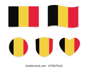belgium national flag icon with shield bage and heart shape