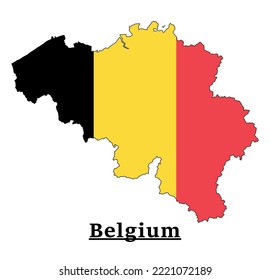 Belgium National Flag Map Design, Illustration Of Belgium Country Flag Inside The Map