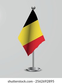 Belgium National Flag on Stand. Representation of the belgium flag for official meetings, conferences, official events and international events of the country.