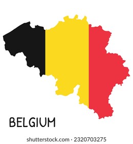 Belgium National Flag Shaped as Country Map