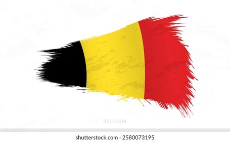 Belgium National Flag with Textured Brush Strokes. Artistic Brush Stroke Design.